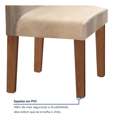 Imagem 8 de 10 de Conjunto Sala De Jantar Mesa Tampo Mdf 6 Cadeiras Espanha Fa Cor Chocolate/off White