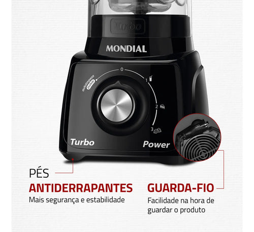 Imagem 6 de 8 de Liquidificador Turbo Power Mondial 550W - L-99 FB