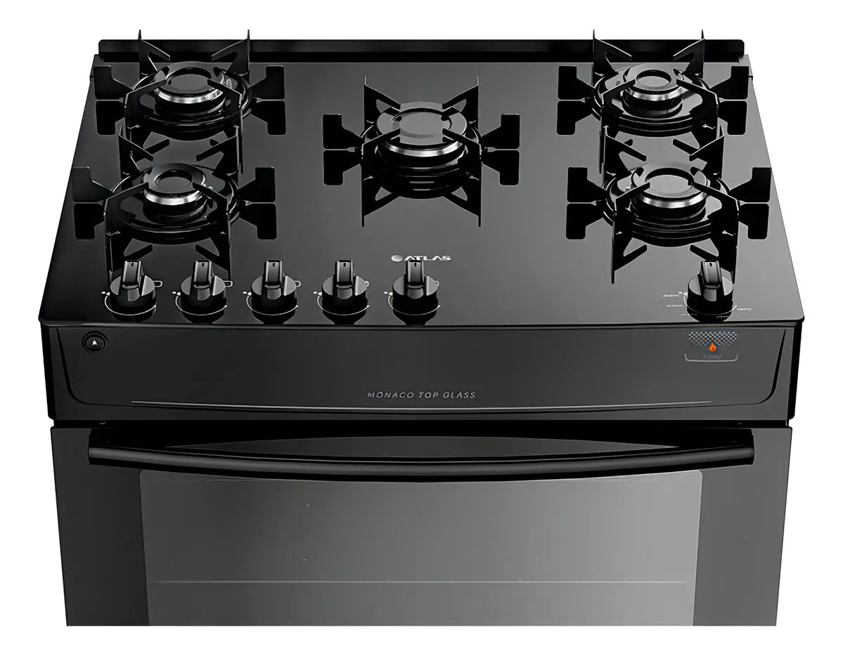 Fogão Atlas 5 Bocas preto Mônaco Top Glass com Acendimento automático - BIVOLT - Image 3