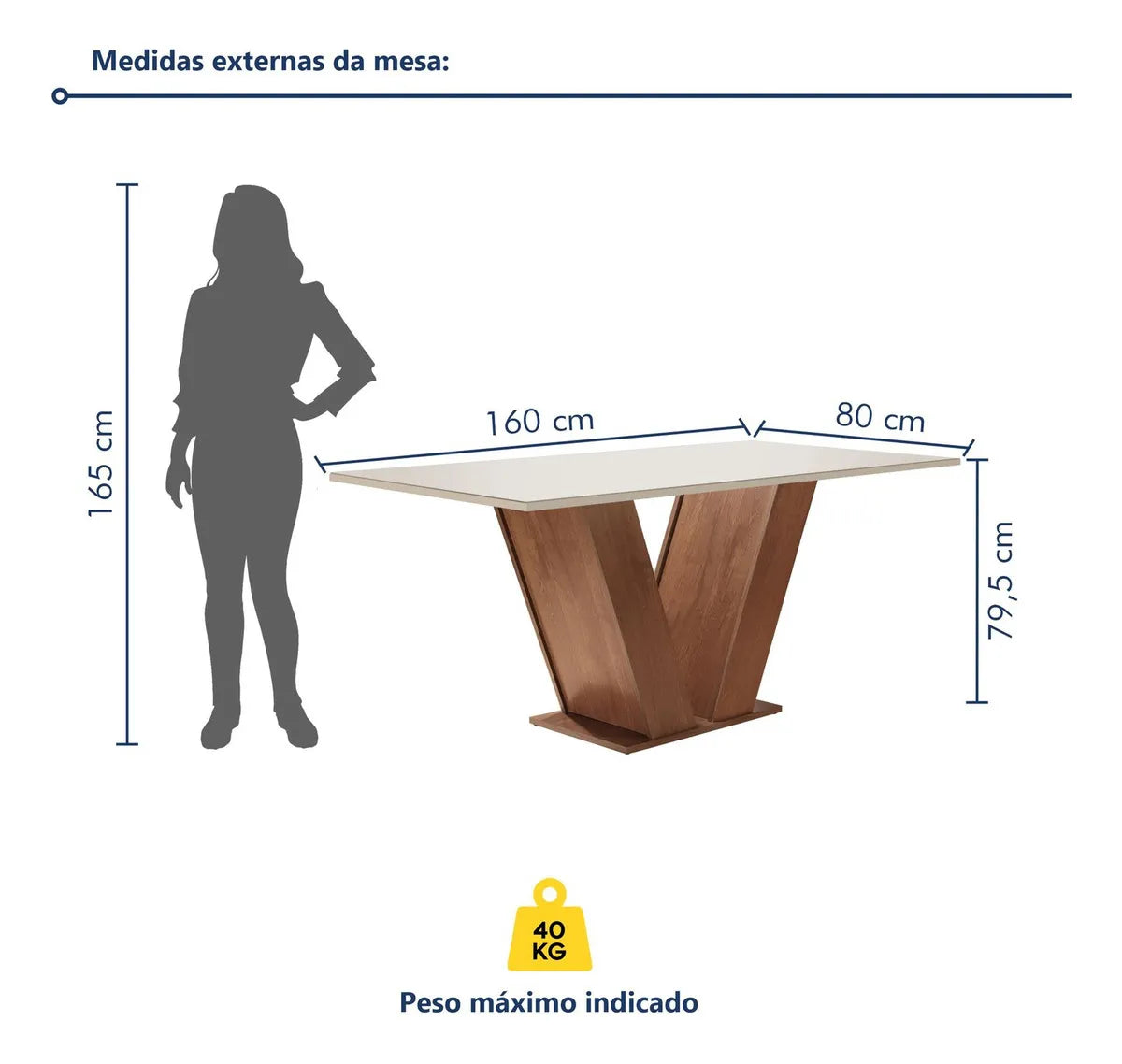 Conjunto Sala De Jantar Mesa Tampo Mdf 6 Cadeiras Espanha Fa Cor Chocolate/off White - Image 7