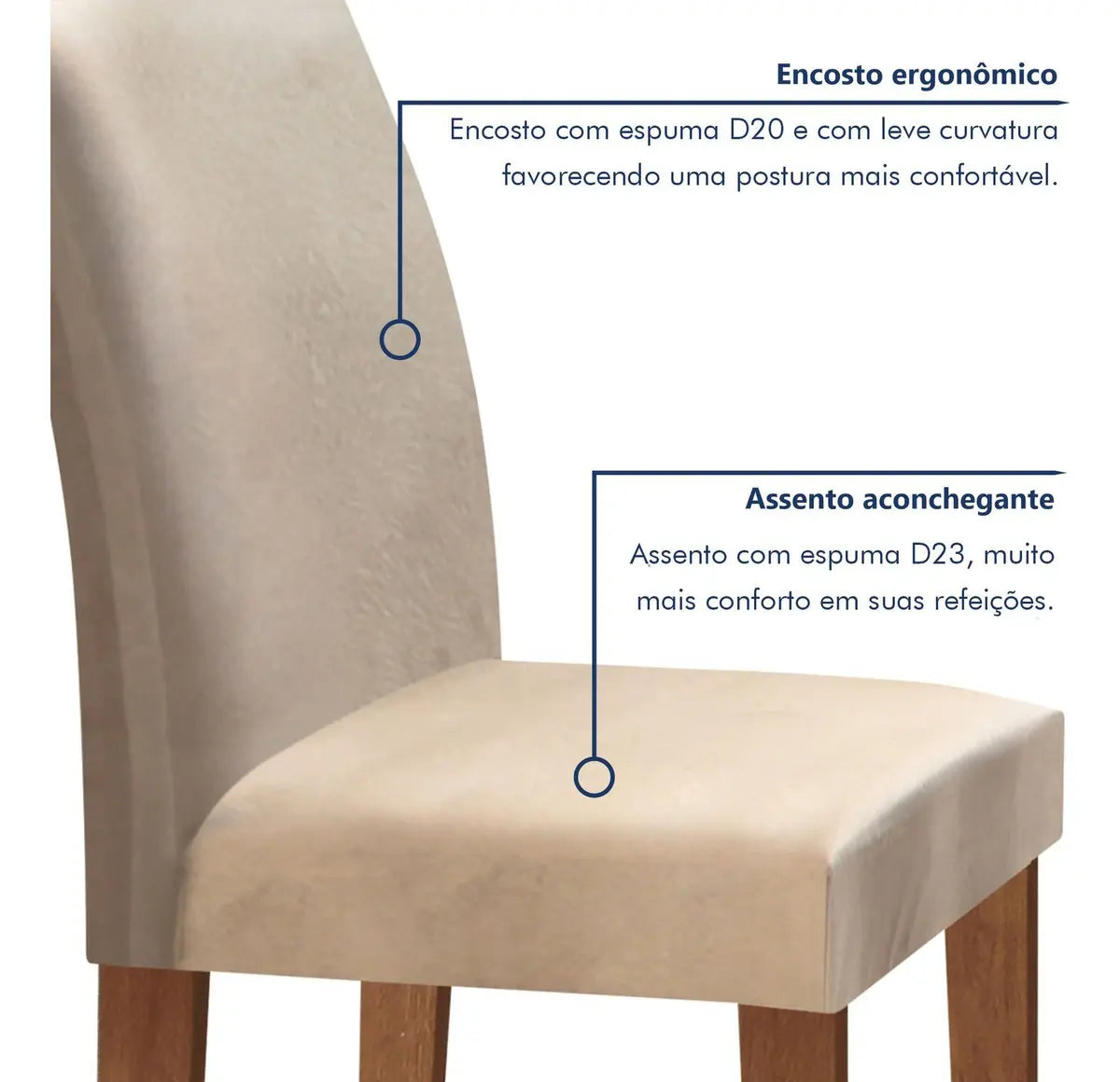 Conjunto Sala De Jantar Mesa Tampo Mdf 6 Cadeiras Espanha Fa Cor Chocolate/off White - Image 4
