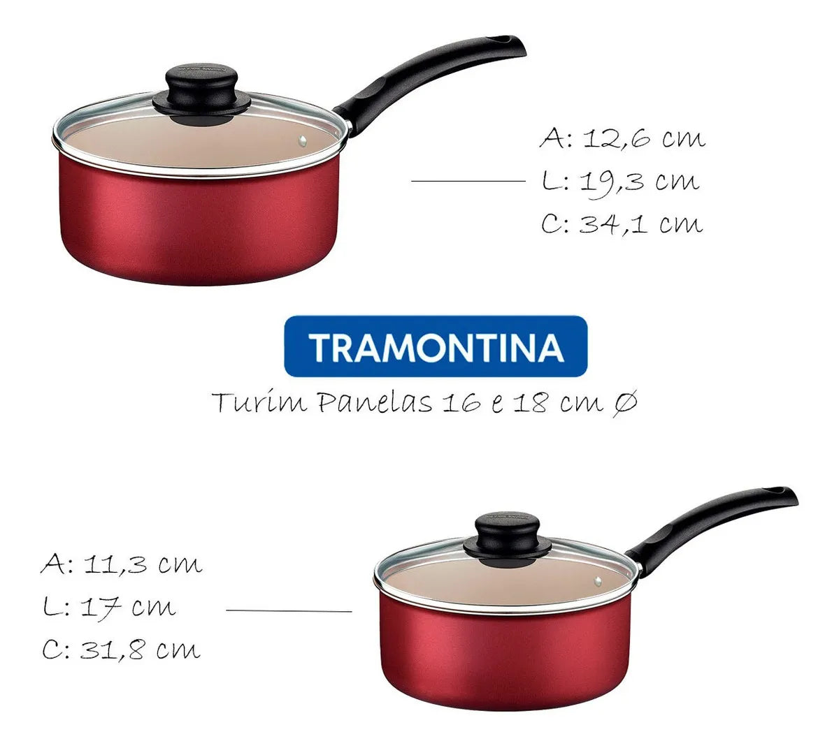 Jogo de Panelas Tramontina Turim 7 Peças em Alumínio com Revestimento Antiaderente Vermelho - Image 6