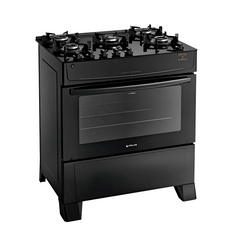 Fogão Atlas 5 Bocas preto Mônaco Top Glass com Acendimento automático - BIVOLT