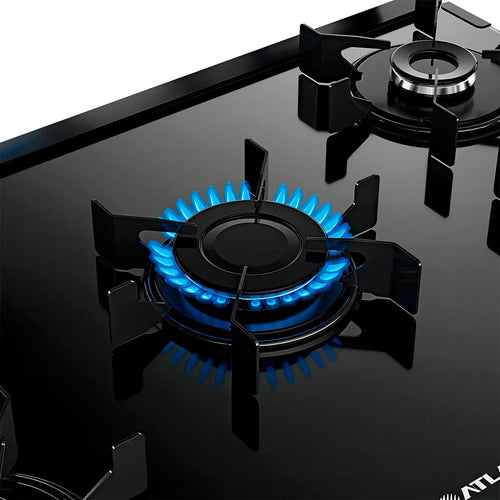 Imagem 4 de 7 de Fogão Atlas 5 Bocas preto Mônaco Top Glass com Acendimento automático - BIVOLT