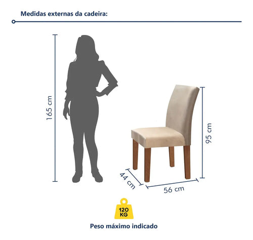 Imagem 6 de 10 de Conjunto Sala De Jantar Mesa Tampo Mdf 6 Cadeiras Espanha Fa Cor Chocolate/off White