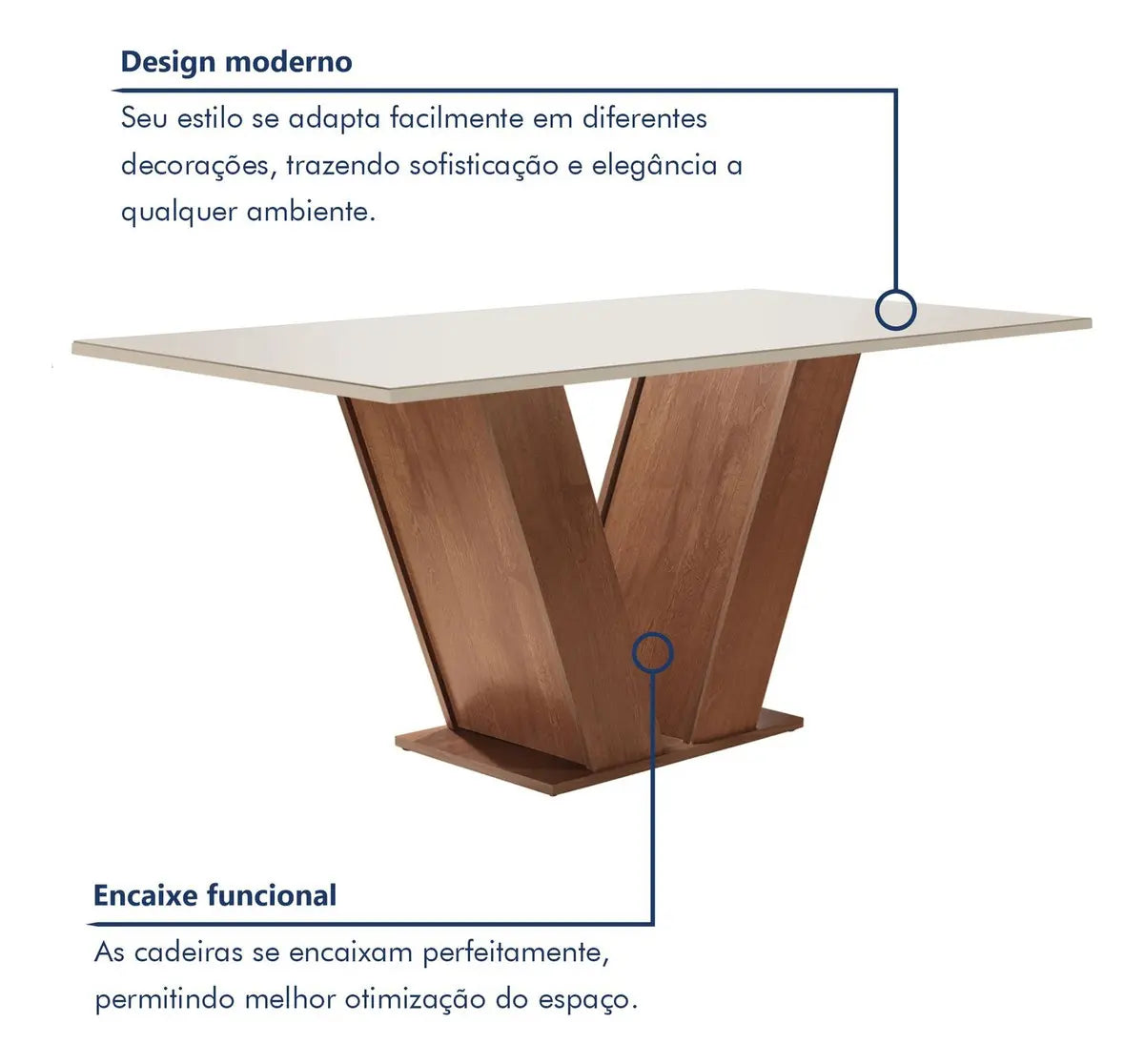 Conjunto Sala De Jantar Mesa Tampo Mdf 6 Cadeiras Espanha Fa Cor Chocolate/off White - Image 2