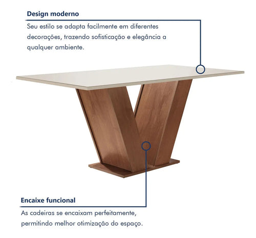 Imagem 2 de 10 de Conjunto Sala De Jantar Mesa Tampo Mdf 6 Cadeiras Espanha Fa Cor Chocolate/off White