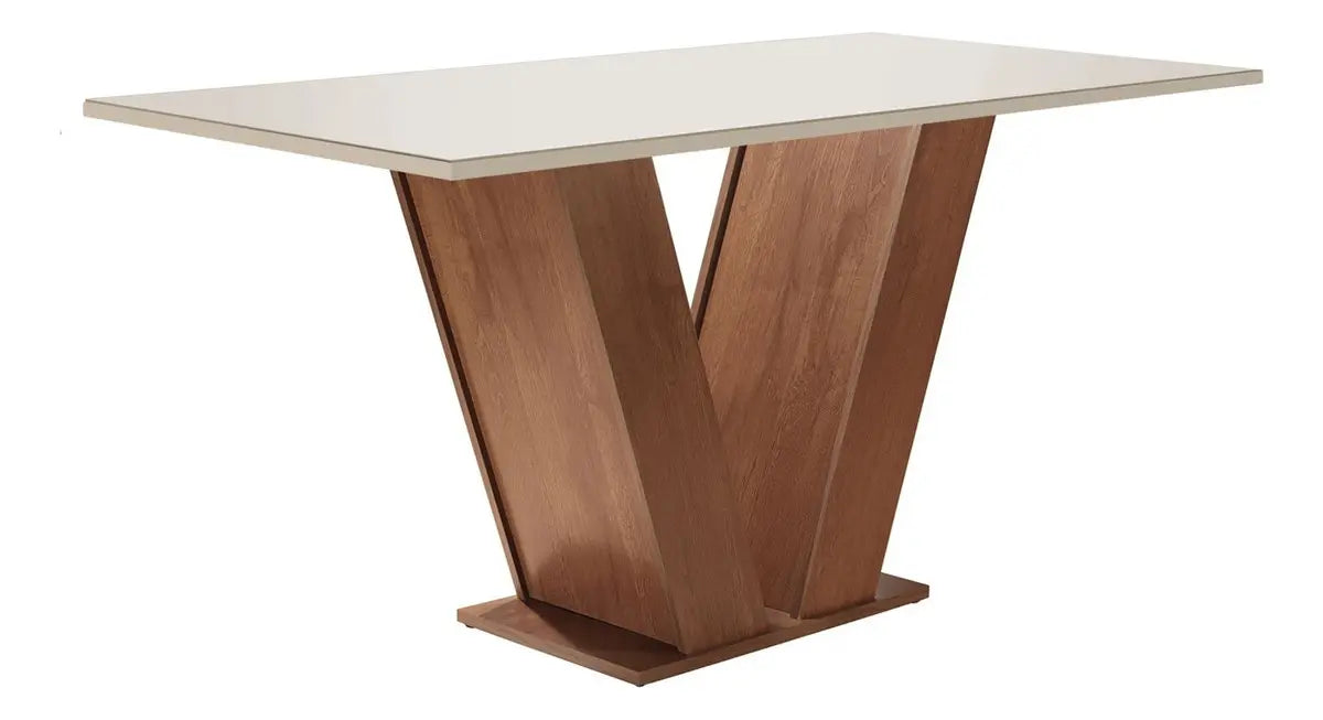Conjunto Sala De Jantar Mesa Tampo Mdf 6 Cadeiras Espanha Fa Cor Chocolate/off White - Image 10