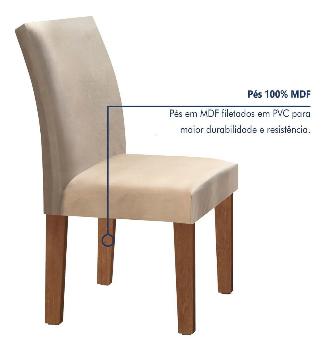 Conjunto Sala De Jantar Mesa Tampo Mdf 6 Cadeiras Espanha Fa Cor Chocolate/off White - Image 5