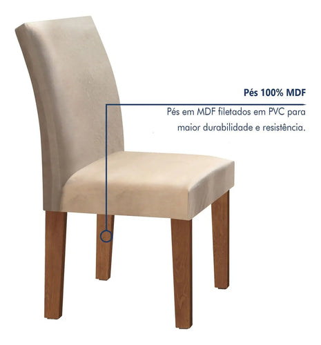 Imagem 5 de 10 de Conjunto Sala De Jantar Mesa Tampo Mdf 6 Cadeiras Espanha Fa Cor Chocolate/off White